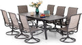 9 Piece Patio Dining Set with Padded Textilene Swivel Chairs and Expandable Table W946036