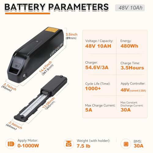 36V 48V 52V Ebike Battery Pack with 3A Fast Charger B921383