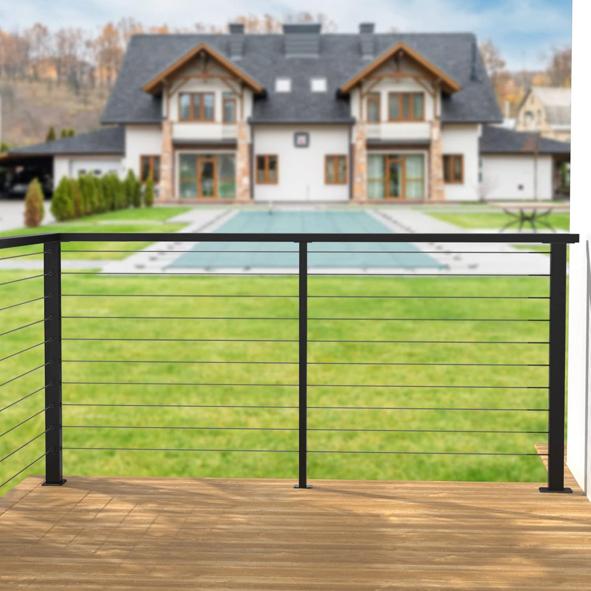 2 Pack 36x2x2 304 Stainless Steel Black Cable Railing Post G76160
