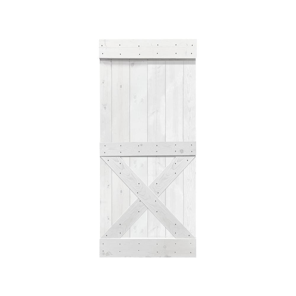 Light Cream Stained Knotty Pine Wood Sliding Barn Door Slab E64190