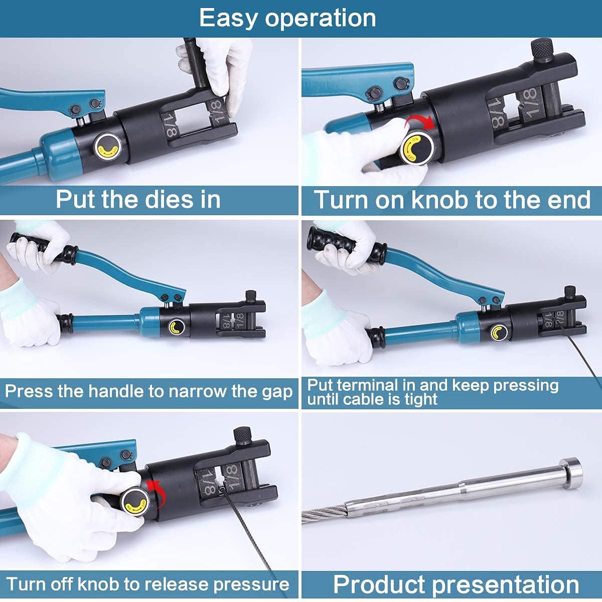 Hydraulic Hand Crimper Tool for Stainless Steel Cable Railing B28584