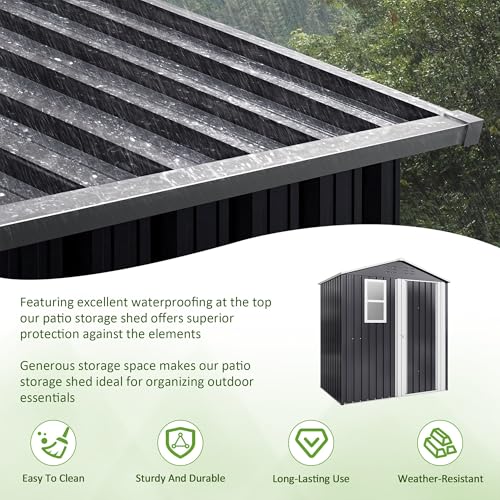 Grey Metal Outdoor Storage Shed T202353