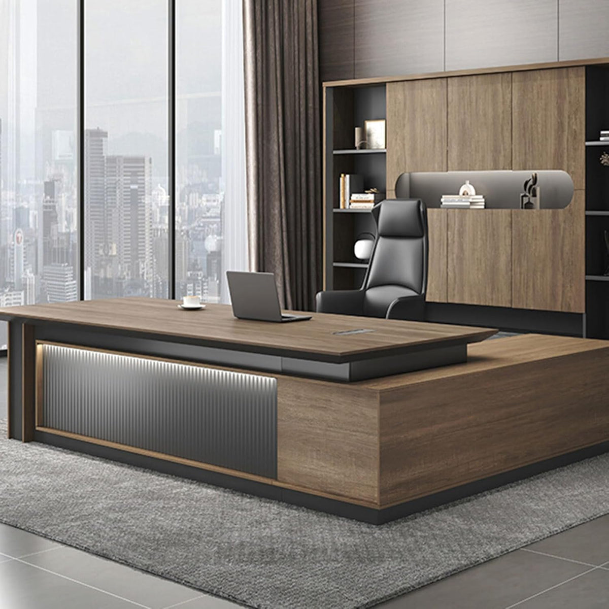 Height Adjustable L Shaped Desk with Drawer File Cabinet M1274