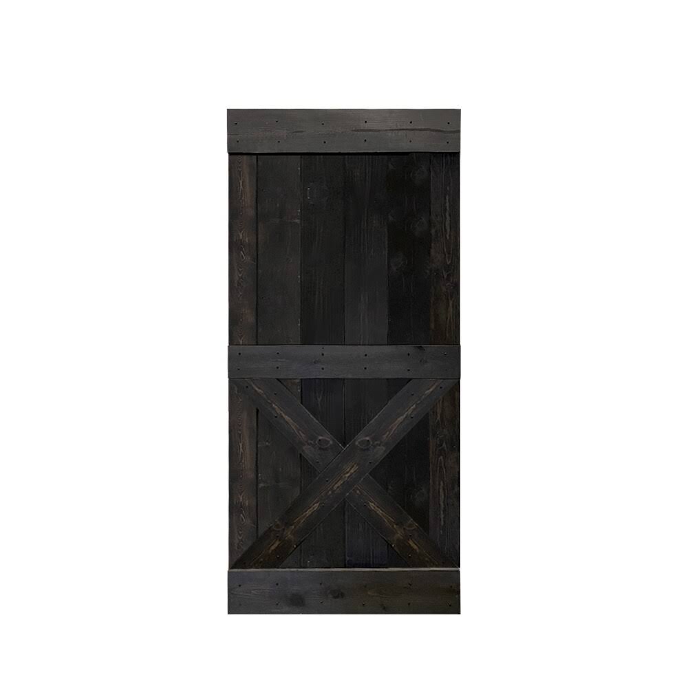 Light Cream Stained Knotty Pine Wood Sliding Barn Door Slab E64190