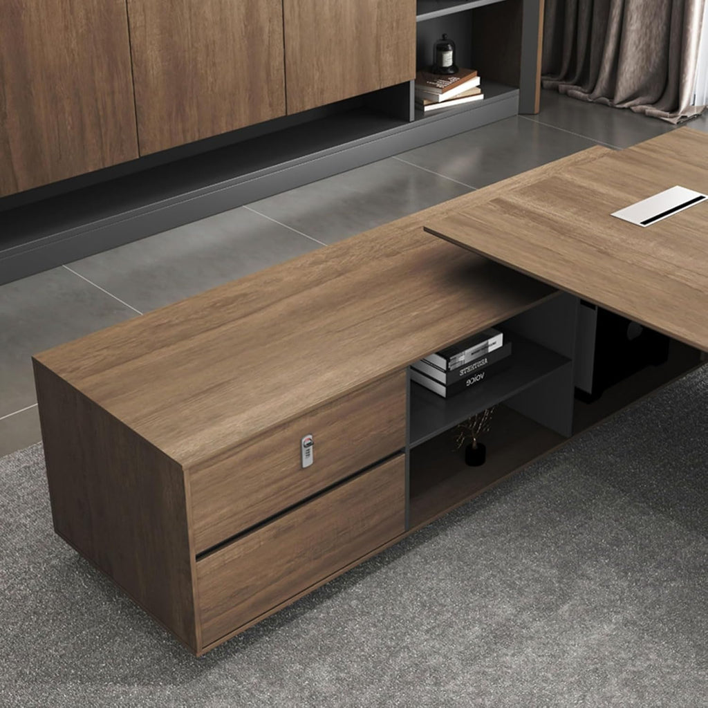 Height Adjustable L Shaped Desk with Drawer File Cabinet M1274