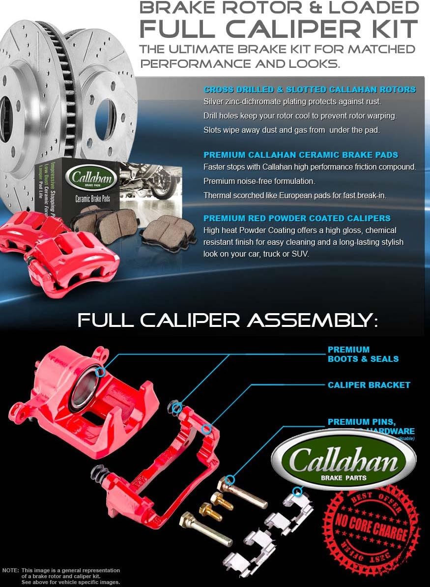 Powder Coated Red Calipers Zinc Plated Rotors Ceramic Pads K14747