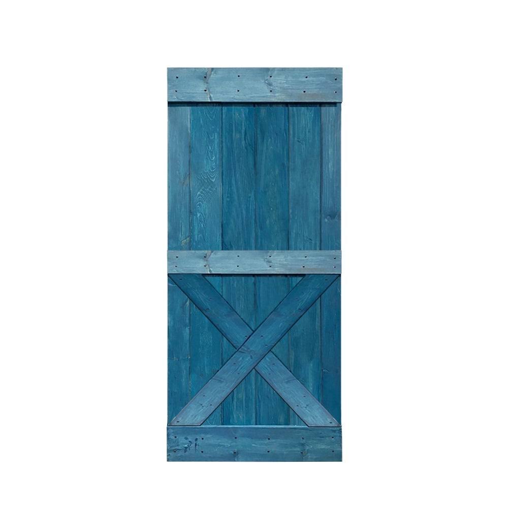 Light Cream Stained Knotty Pine Wood Sliding Barn Door Slab E64190