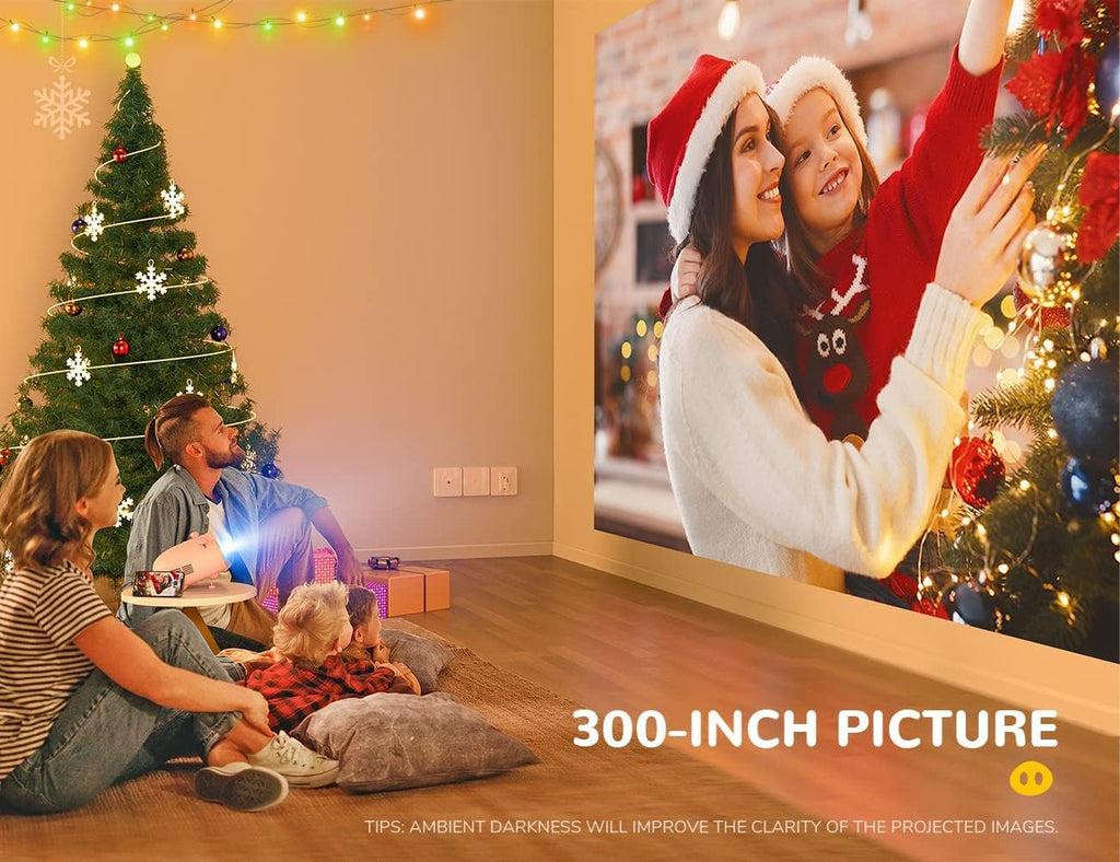 Mini Projector, Portable Video Projector with 1080P Supported and 300'' Display O80182