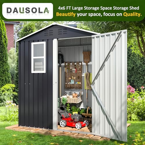 Grey Metal Outdoor Storage Shed T202353