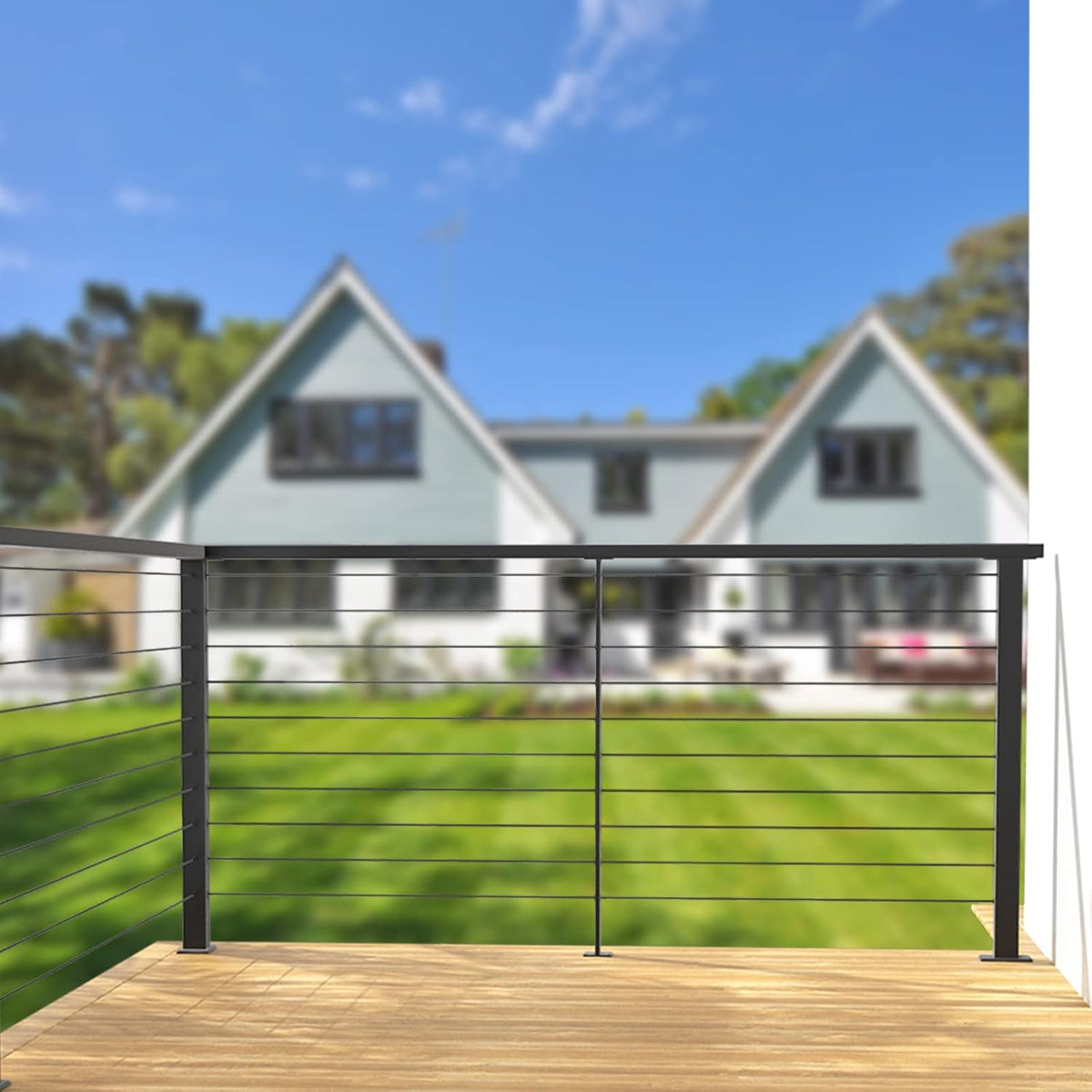 2 Pack 36x2x2 304 Stainless Steel Black Cable Railing Post G76160