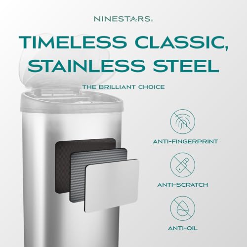 Stainless Steel Motion Sensor Trash Can, 50liters, Silver Y7346