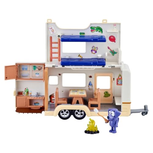 Bluey Caravan Playset with 2.5-3 inch Figures, Camper Van, 2 Figures, 5 Accessories, 1 Sticker W6327