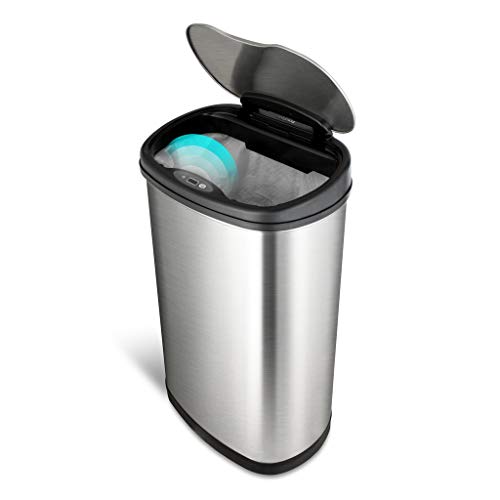 Stainless Steel Motion Sensor Trash Can, 50liters, Silver Y7346