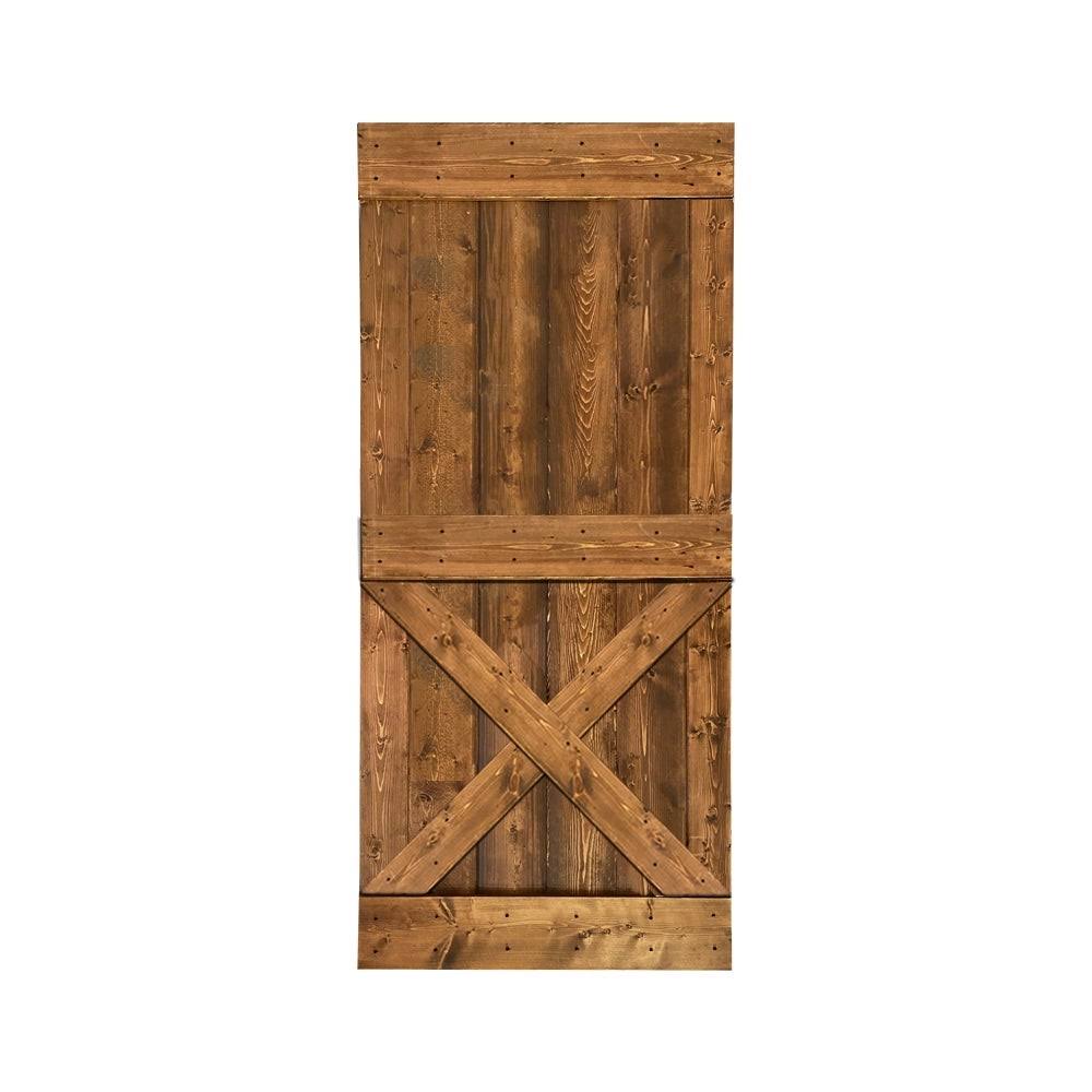 Light Cream Stained Knotty Pine Wood Sliding Barn Door Slab E64190
