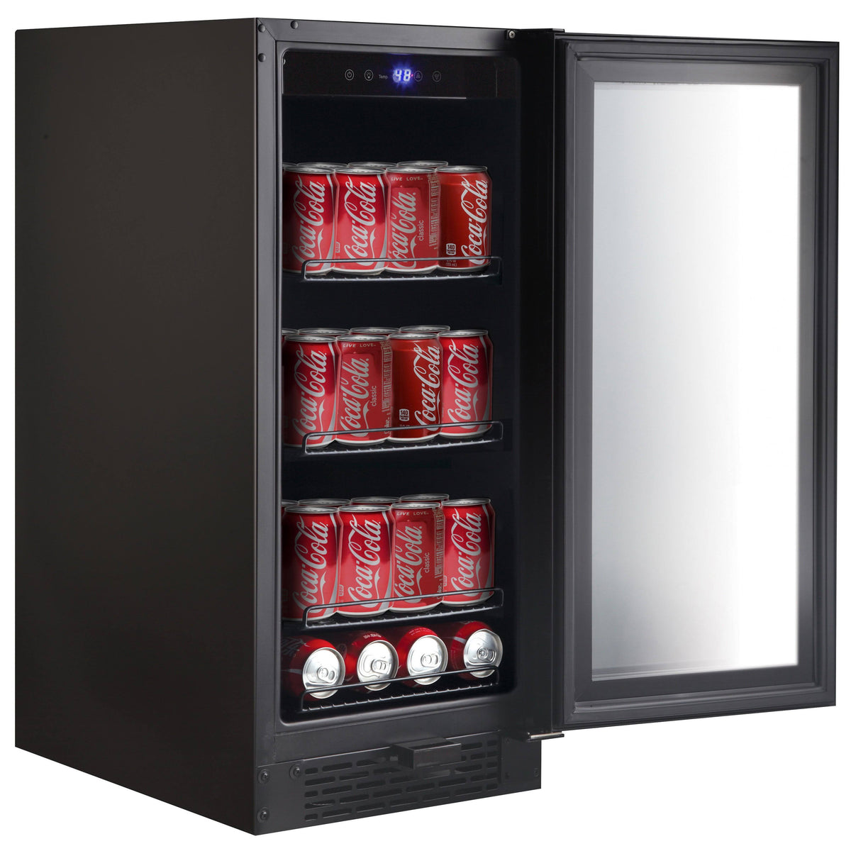 Black Glass 80-Can 3.4 Cu ft. Beverage Refrigerator M129539