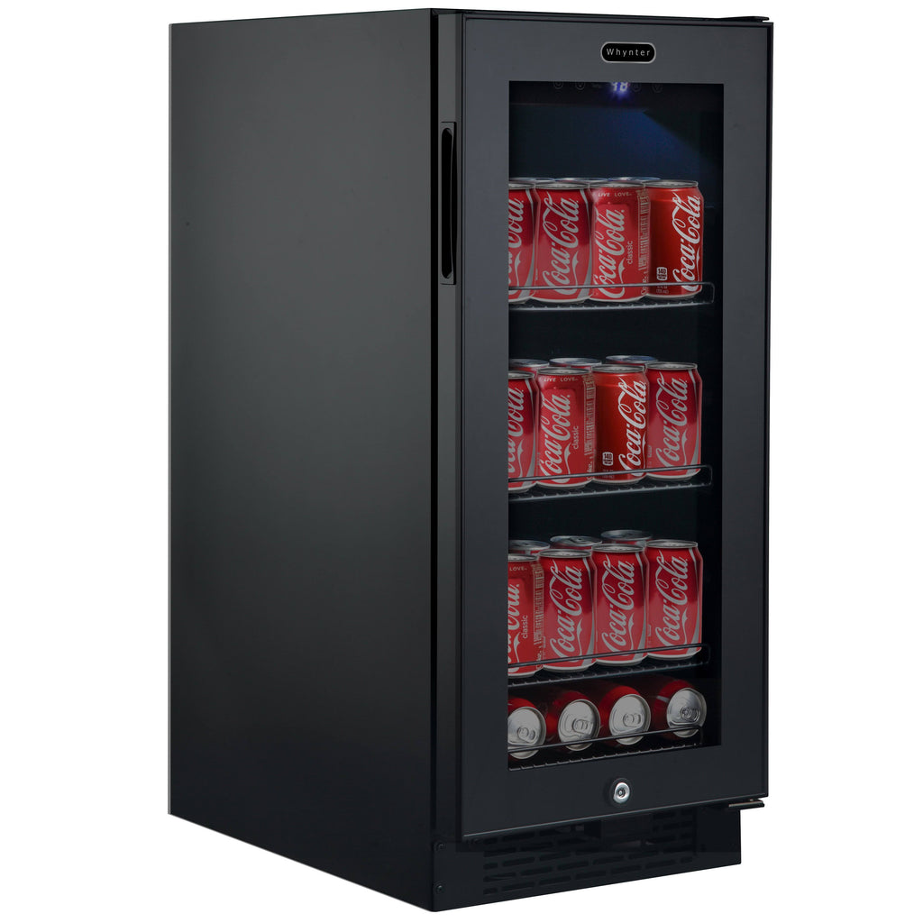 Black Glass 80-Can 3.4 Cu ft. Beverage Refrigerator M129539