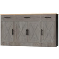 Ash Grey Wood Buffet Cabinet with 3 Drawers and 4 Doors B637026