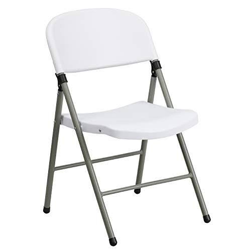 White Plastic Folding Chair with Gray Frame K1986