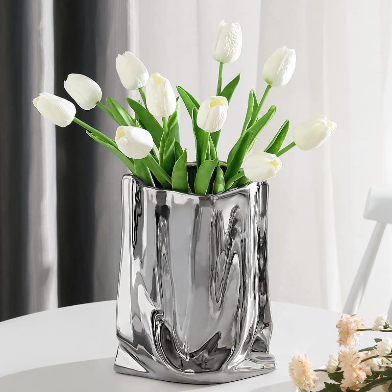 Sliver Ceramic Vase 7.9 Inch Tall Flower Vase H637921