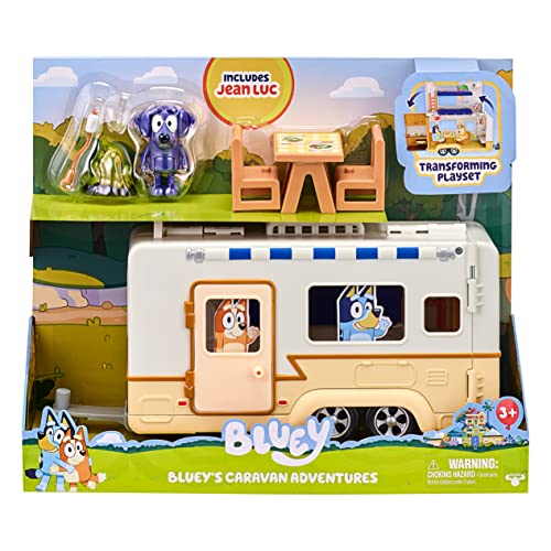 Bluey Caravan Playset with 2.5-3 inch Figures, Camper Van, 2 Figures, 5 Accessories, 1 Sticker W6327