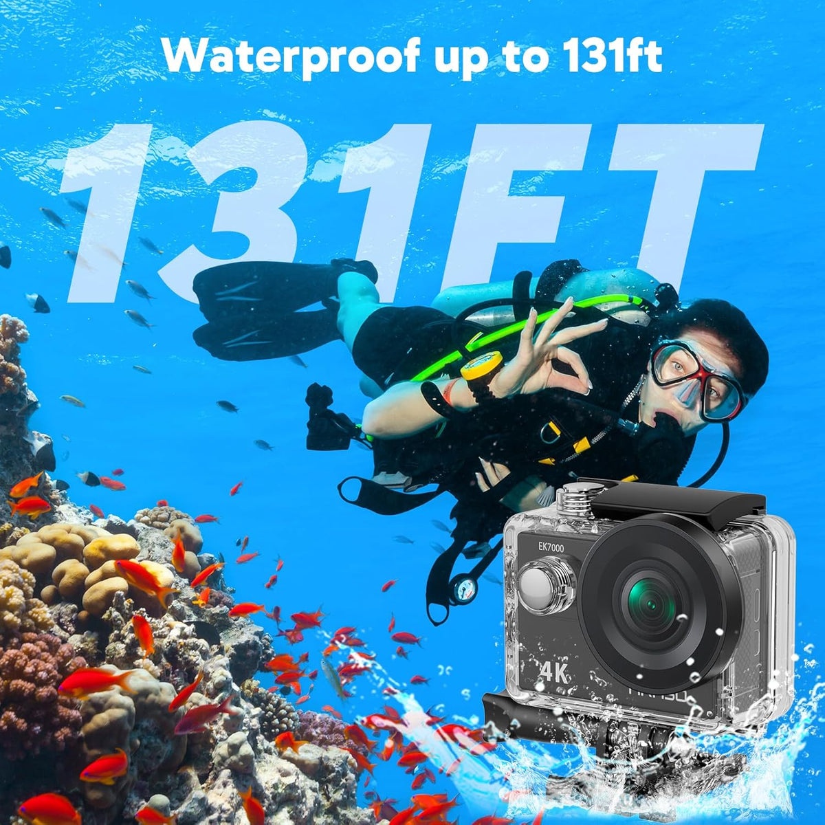 4K30FPS 20MP WiFi Action Camera and 7 in 1 Accessories Kit Bundle E379