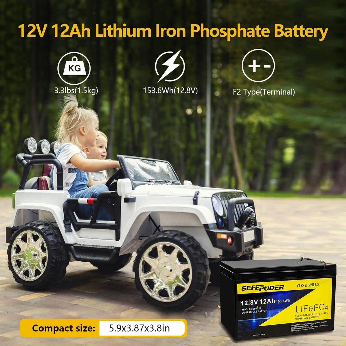 12V 8Ah Lifepo4 Lithium Ion Rechargeable Battery 2 Pack Y138