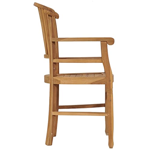 2 pcs Solid Teak Wood Patio Dining Chairs with Backrest and Armrest C859