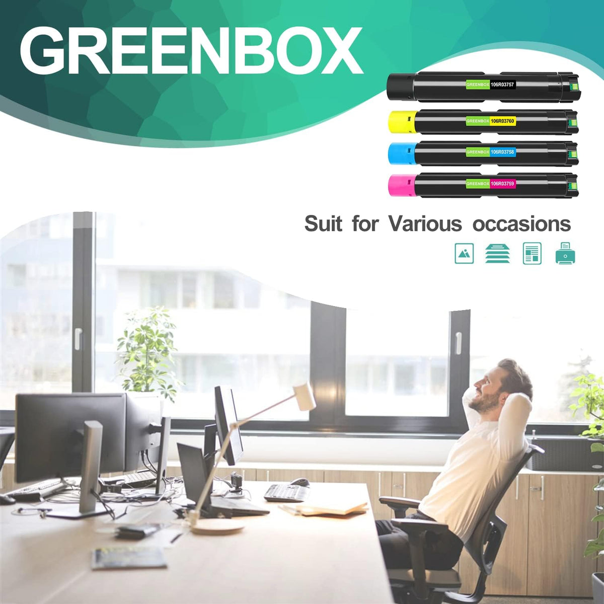 Remanufactured Toner Cartridge 1 Black 1 Cyan 1 Magenta 1 Yellow I48604