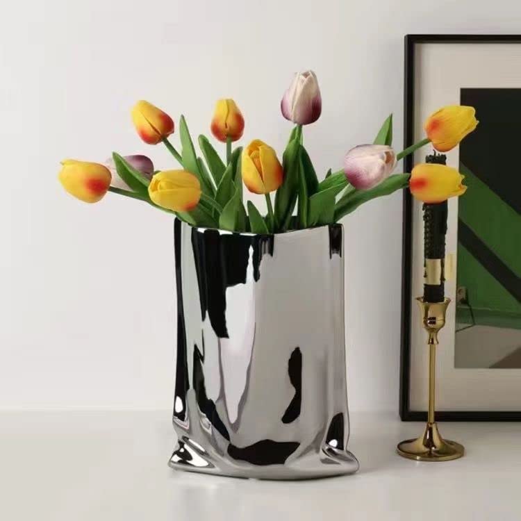 Sliver Ceramic Vase 7.9 Inch Tall Flower Vase H637921