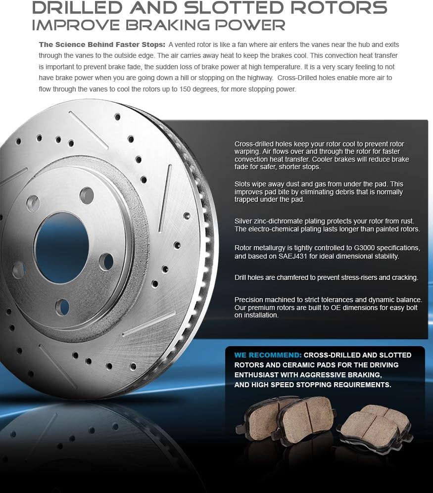 Powder Coated Red Calipers Zinc Plated Rotors Ceramic Pads K14747
