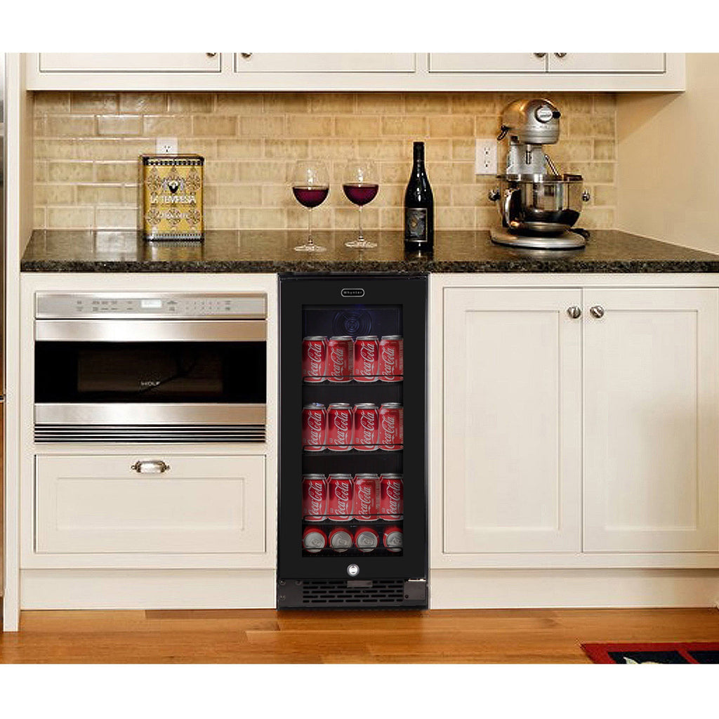 Black Glass 80-Can 3.4 Cu ft. Beverage Refrigerator M129539