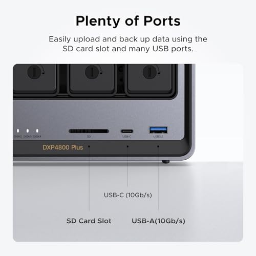 4-Bay Desktop NAS, Intel Pentium Gold 8505 5-Core CPU, 8GB DDR5 RAM, 128G SSD, 10GbE, 2.5GbE, M.2 NVMe Slots, 4K HDMI, Diskless Q9569