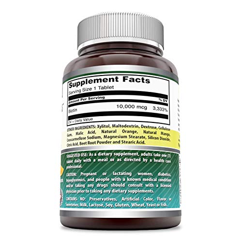 Biotin 10000 mcg Tablets Strawberry Flavor 120 Count B786