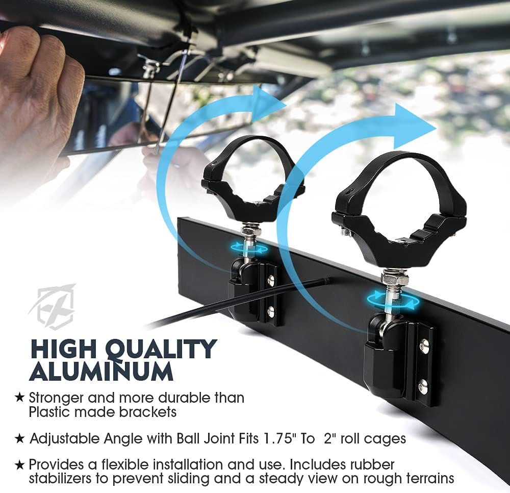 Aluminum UTV Rear View Center Mirror with Interior Lights B18007