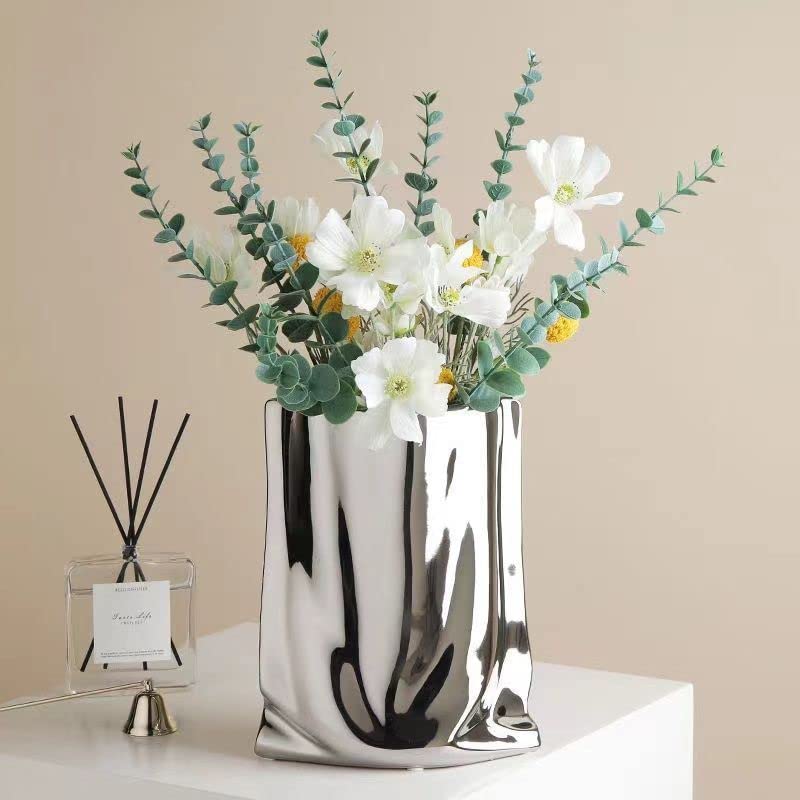 Sliver Ceramic Vase 7.9 Inch Tall Flower Vase H637921