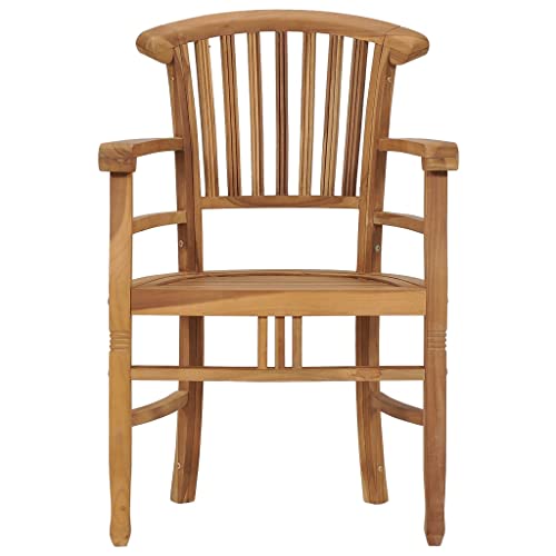 2 pcs Solid Teak Wood Patio Dining Chairs with Backrest and Armrest C859