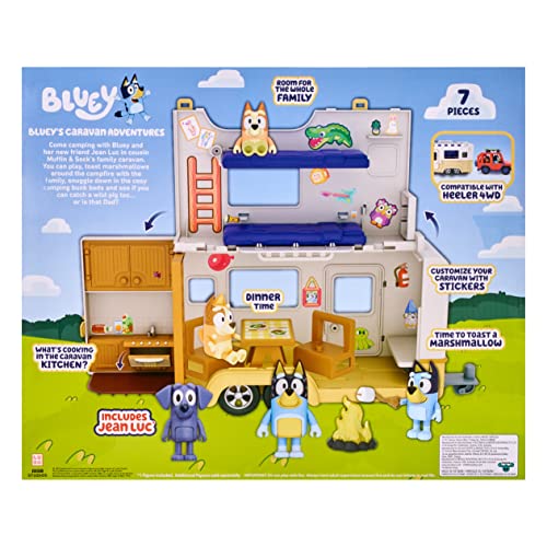 Bluey Caravan Playset with 2.5-3 inch Figures, Camper Van, 2 Figures, 5 Accessories, 1 Sticker W6327