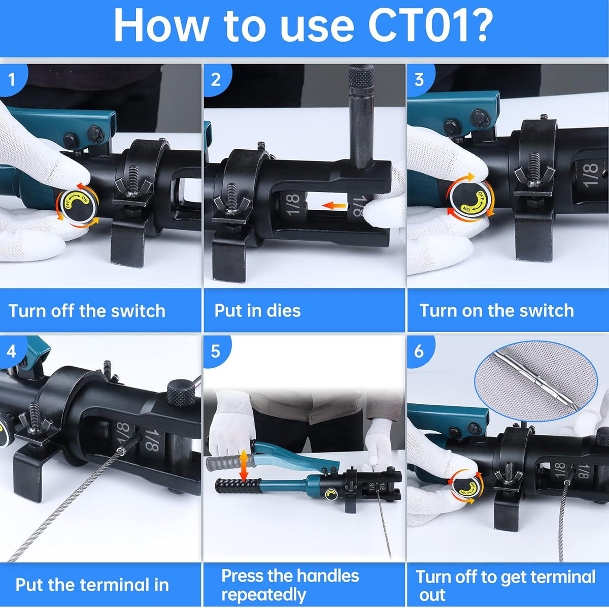 Hydraulic Hand Crimper Tool for Stainless Steel Cable Railing B28584