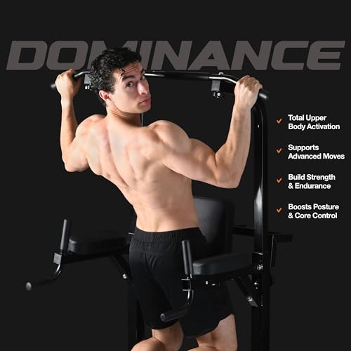 Pull Up Bar Free Standing Power Tower, Height Adjustable, 440LBS Capacity U430