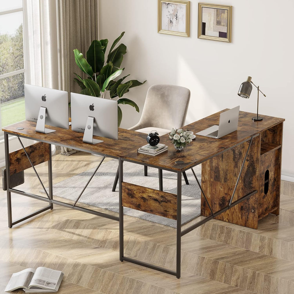 L Shaped Desk with Storage Cabinet 60 Inch Corner Desk V133