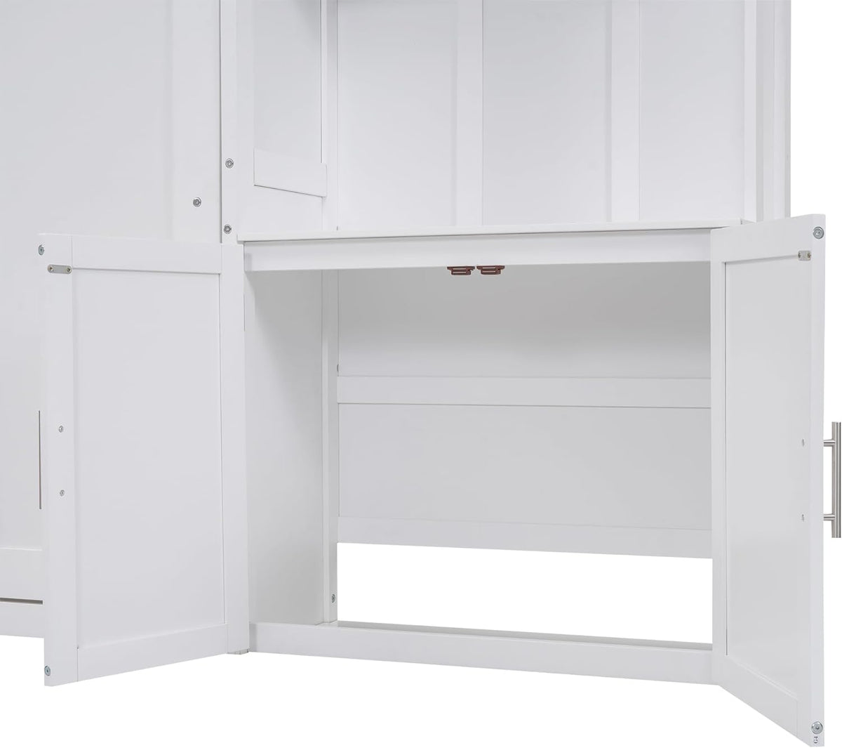 White Full Size Murphy Bed with Storage Cabinet and Shelves C692627