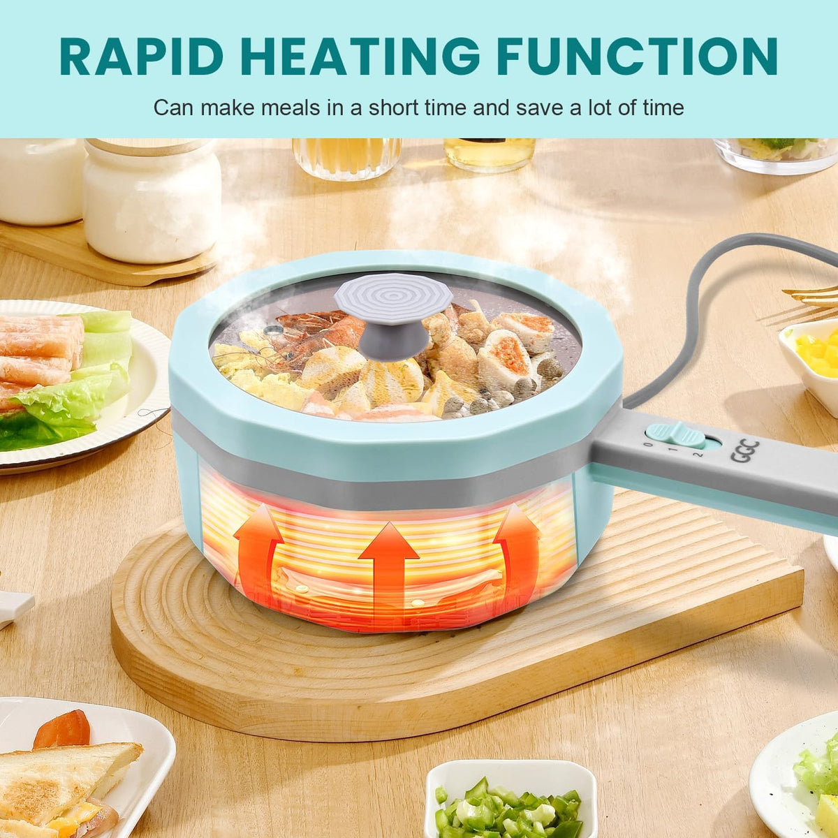 1.5L Non-stick Electric Hot Pot with Steamer M8845