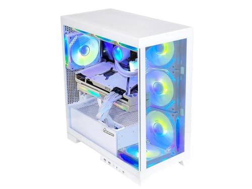 White Gaming PC Desktop Computer with AMD Ryzen 7 5700X, RTX 4060 8G, 32GB DDR4 RAM, 1TB M.2 PCIE + 2TB SATA SSD, Windows 11 Pro B291