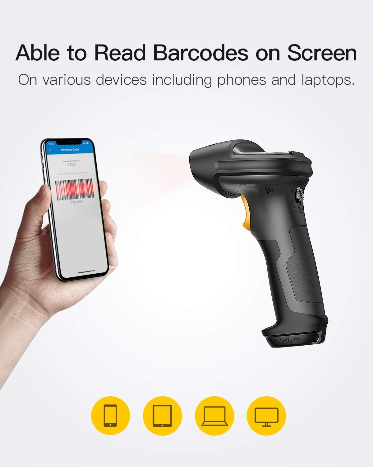 Wireless Barcode Scanner with Vibrating Function R253