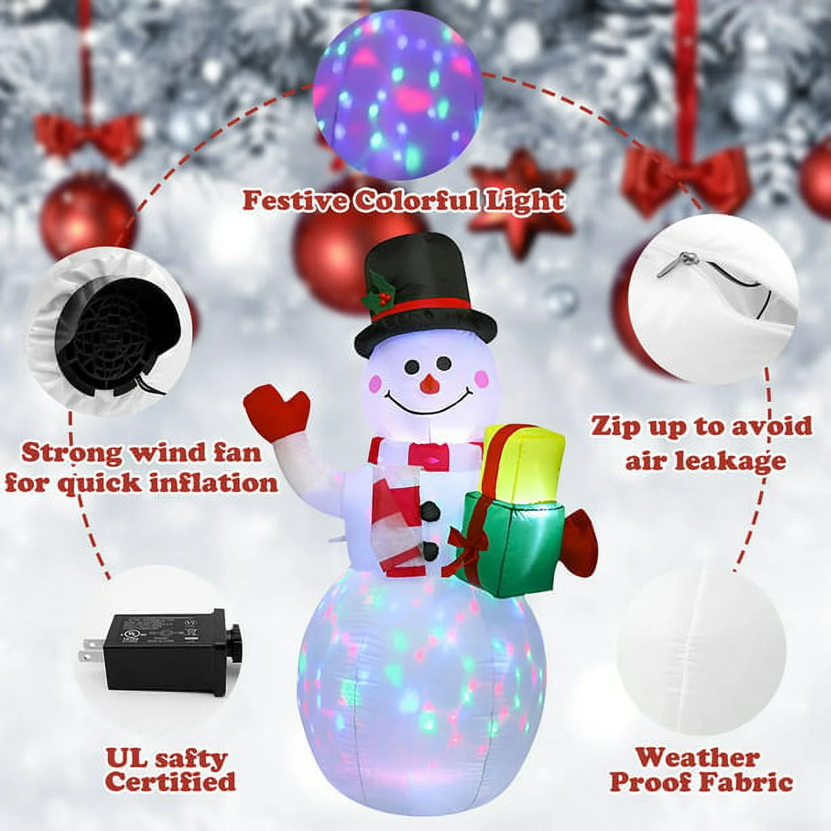 Snowman Christmas Inflatables with Rotating LED Lights R403