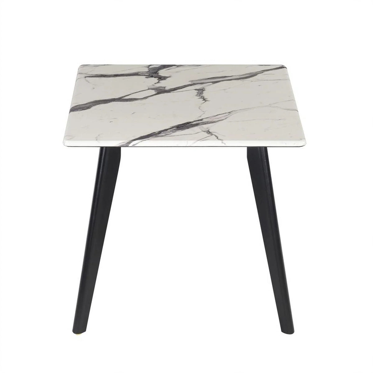 Wood Square Faux Marble Top End Table E116