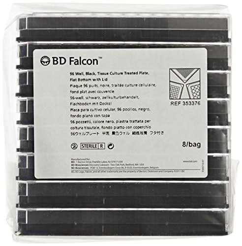 96-Well Black Flat Bottom TC-Treated Microplate with Lid, Sterile, 8/Pack G456517