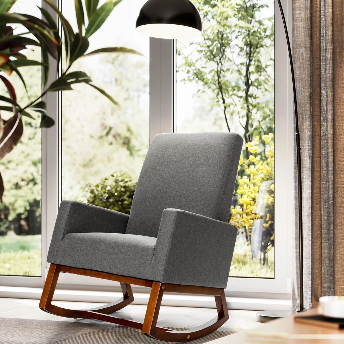 Mid Century Rocking Chair Beige A19043