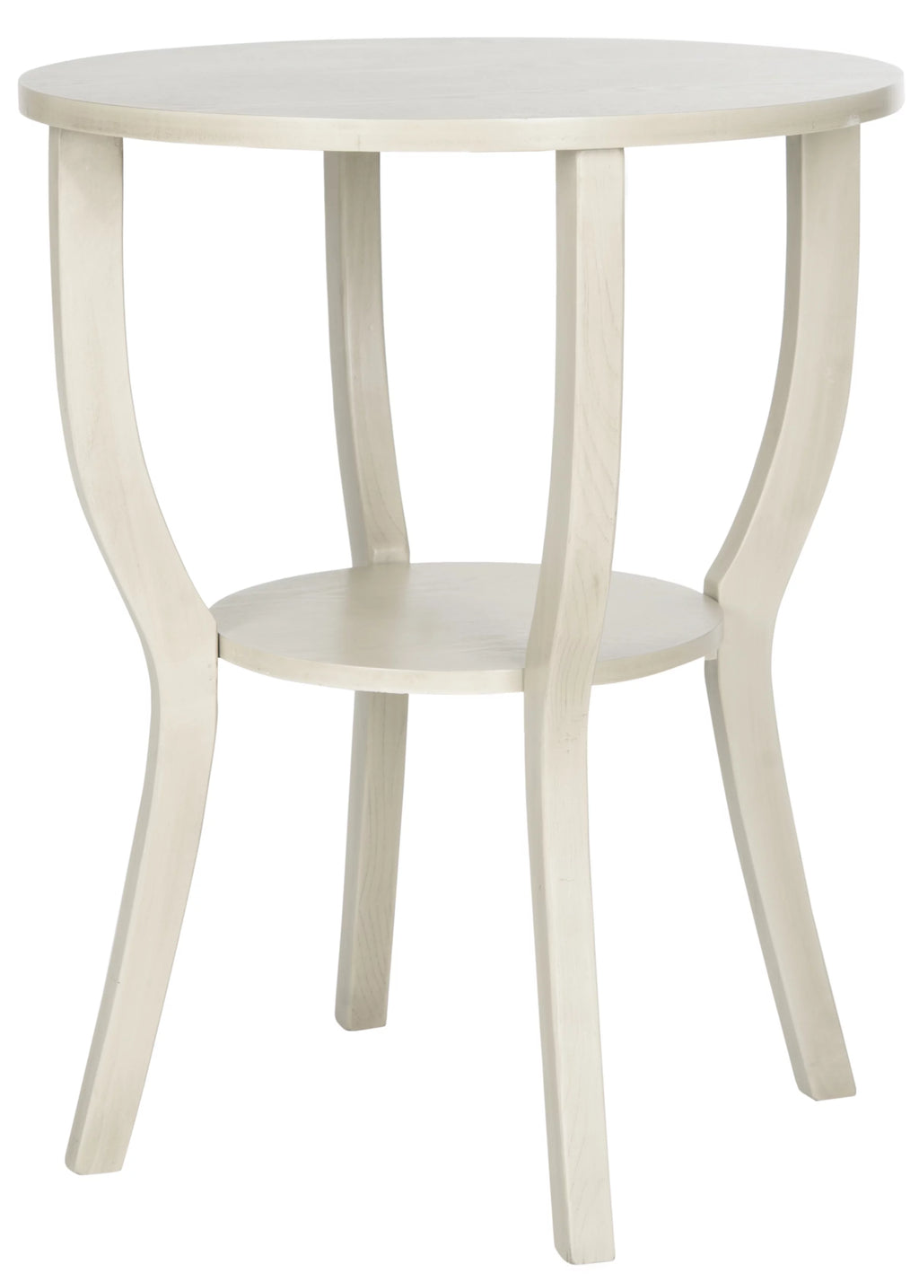 Antique White Round Pedestal Accent Table T33926