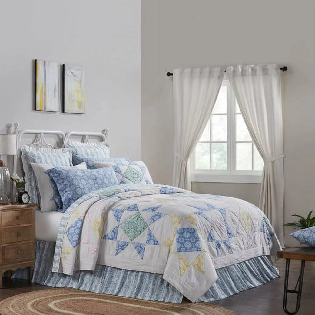 Twin Blue & Green Reversible Patchwork Quilt T69520